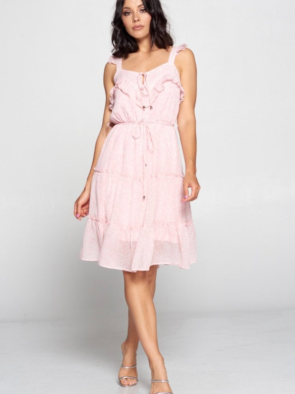 D41-Chiffon Ruffle Dress